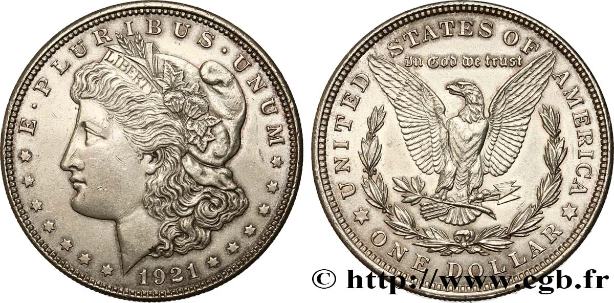 ÉTATS-UNIS D AMÉRIQUE 1 Dollar Morgan 1921 Philadelphie TTB+ 