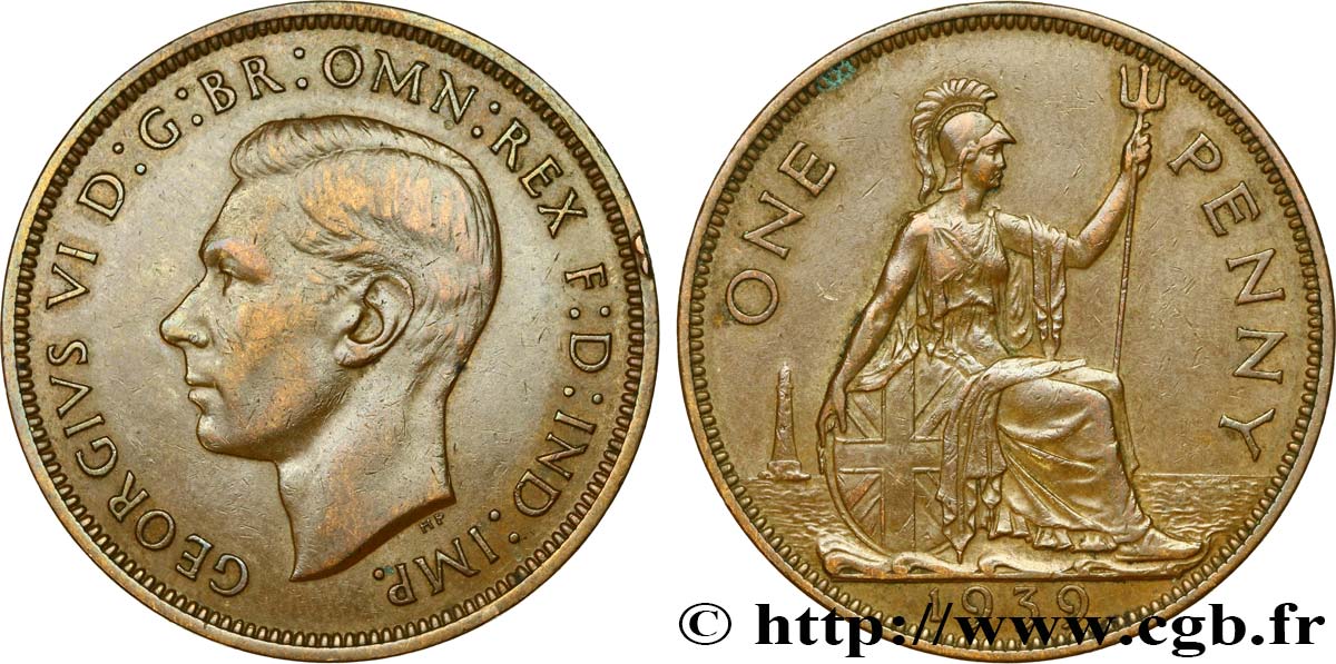 ROYAUME-UNI 1 Penny Georges VI 1939  TTB 