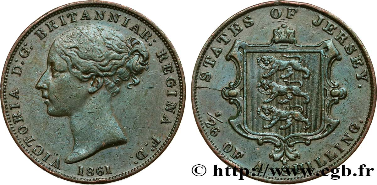 JERSEY 1/26 Shilling Victoria 1861  AU 