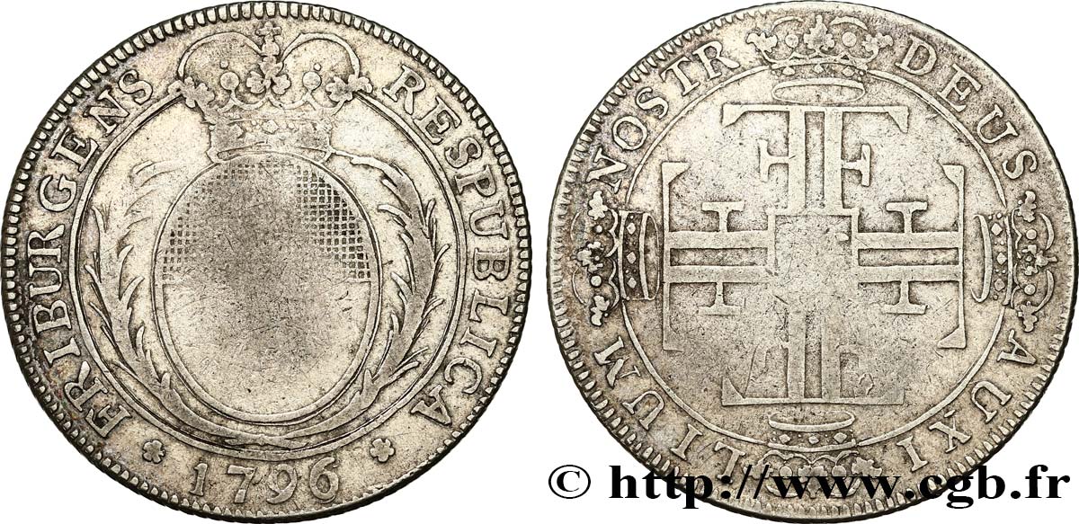 SWITZERLAND - CANTON OF FRIBOURG Gulden ou 56 Kreuzer 1796  VF 