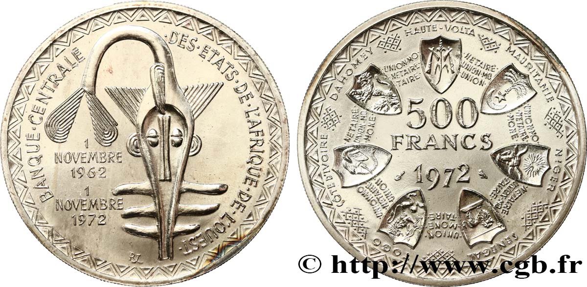 WEST AFRICAN STATES (BCEAO) 500 Francs BCEAO 1972 Paris MS 