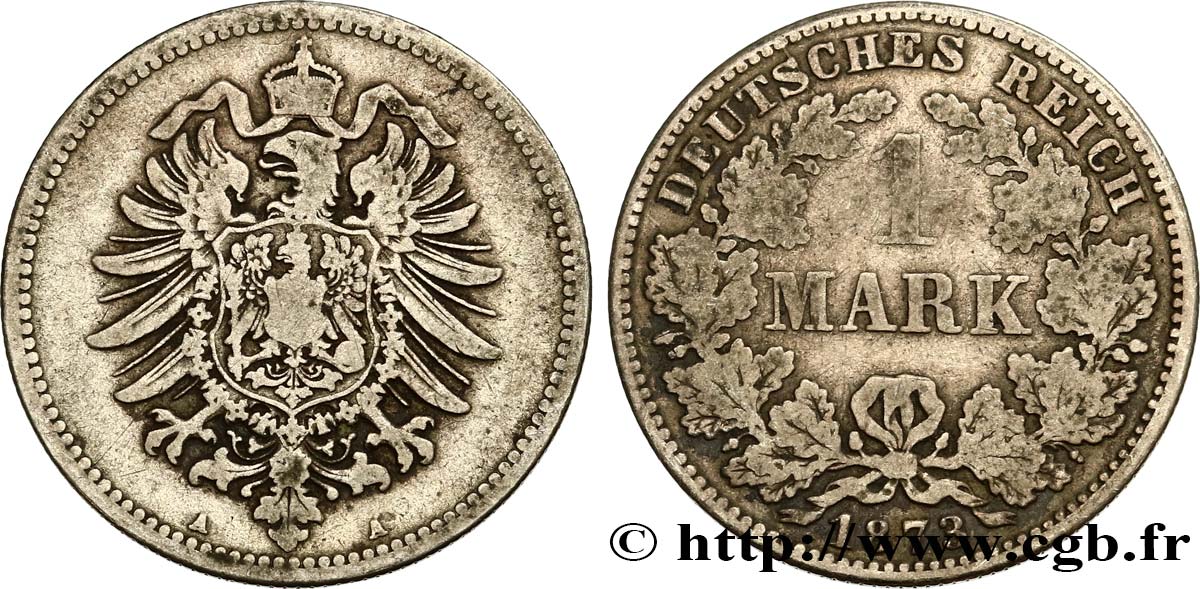 ALEMANIA 1 Mark Empire aigle impérial 1873 Berlin BC+ 