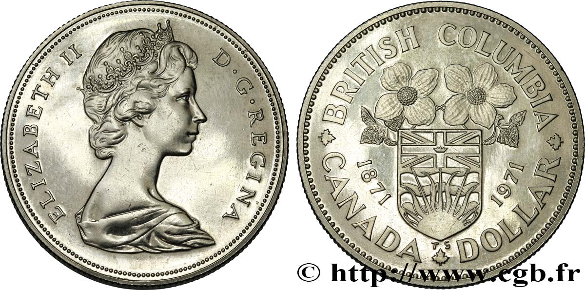 CANADA 1 Dollar centenaire de l’intégration de la Colombie Britannique 1971  MS 