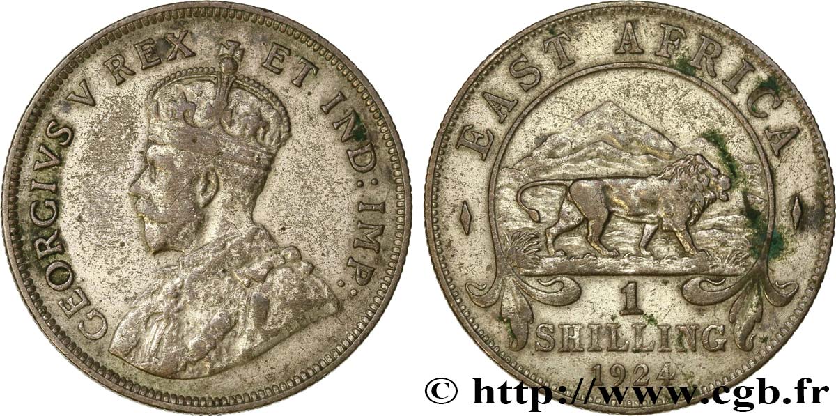 AFRICA DI L EST BRITANNICA  1 Shilling Georges V / lion 1924 British Royal Mint BB 