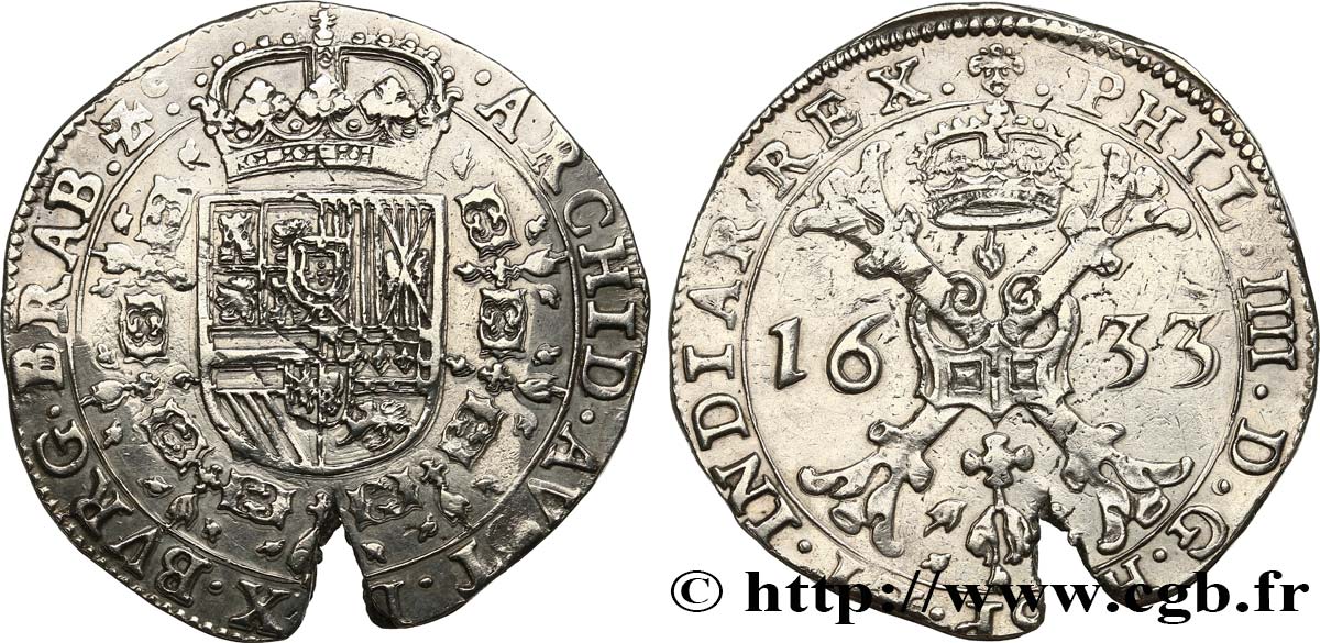 SPANISH NETHERLANDS - DUCHY OF BRABANT - PHILIP IV Patagon 1633 Bruxelles XF 
