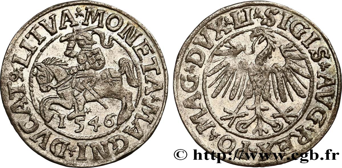 LIVONIA - GRAND DUCHY OF LITHUANIA - SIGISMUND II VASA Demi-gros 1546  AU 