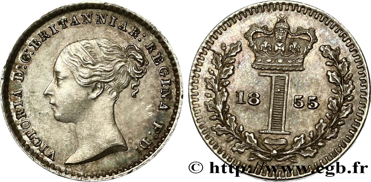 VEREINIGTEN KÖNIGREICH 1 Penny Victoria “young head” 1855  VZ 