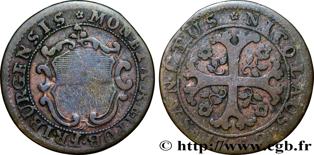 SVIZZERA - CANTON FRIBURGO 2 Kreuzer - canton de Fribourg 1752  MB 