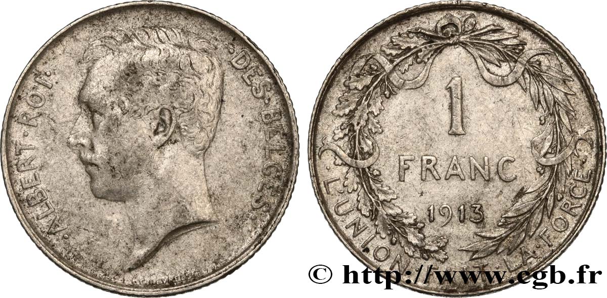 BÉLGICA 1 Franc Albert Ier légende française 1913  BC 