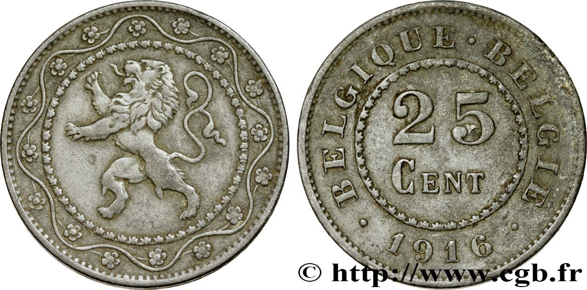 BELGIUM 25 Centimes 1916  AU 