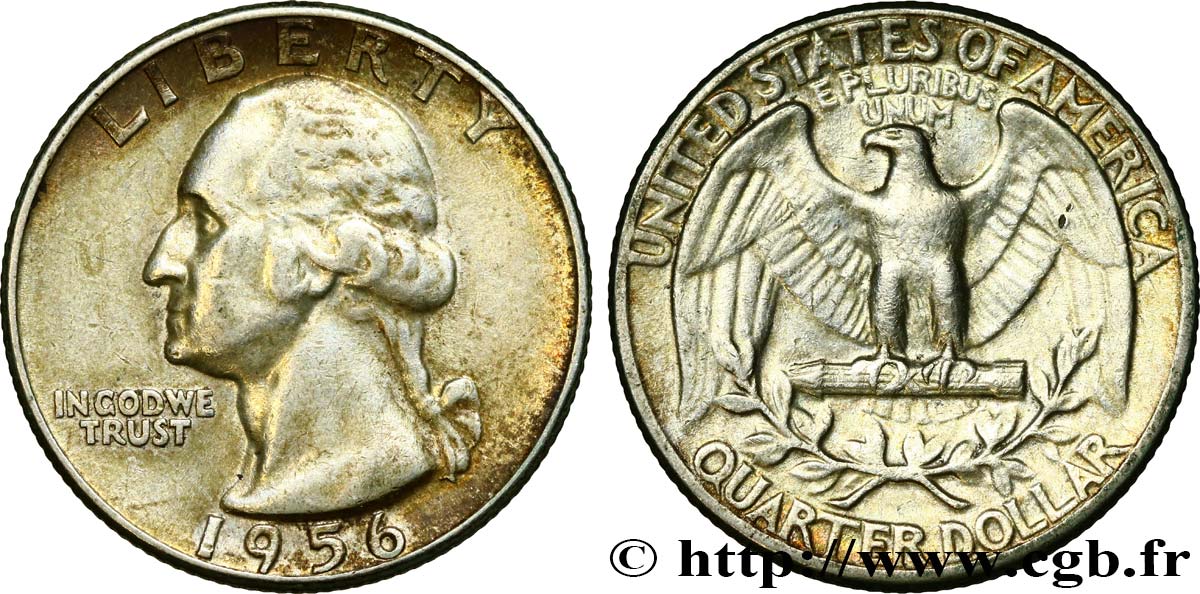 UNITED STATES OF AMERICA 1/4 Dollar Georges Washington 1956 Philadelphie XF 