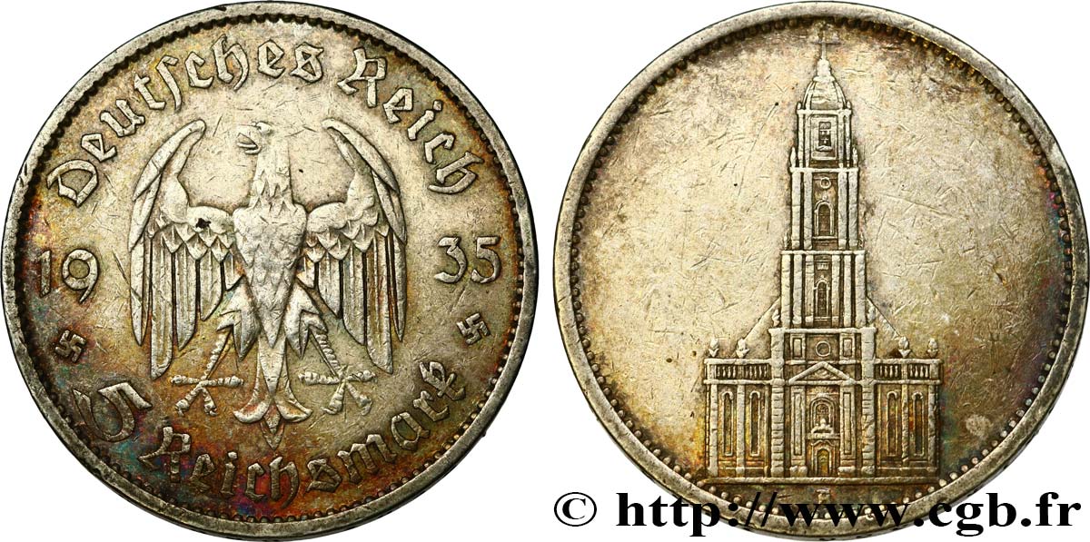 GERMANY 5 Reichsmark église de la garnison de Potsdam 1935 Berlin  