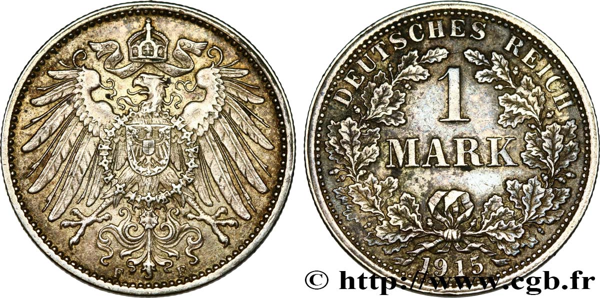 GERMANY 1 Mark Empire aigle impérial 2e type 1915 Stuttgart AU 