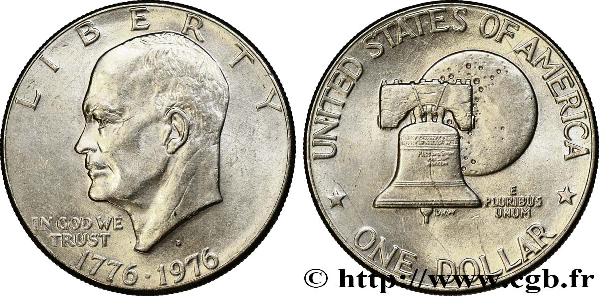 UNITED STATES OF AMERICA 1 Dollar Eisenhower bicentenaire type II 1976 Denver AU 