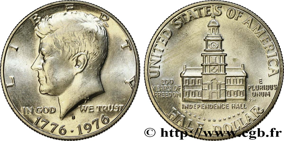 UNITED STATES OF AMERICA 1/2 Dollar Kennedy - Independence Hall bicentennaire 1976 San Francisco - S MS 