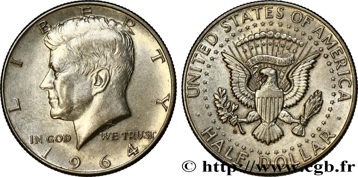 UNITED STATES OF AMERICA 1/2 Dollar Kennedy 1964 Philadelphie AU 