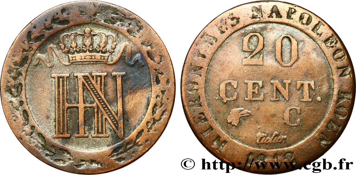 GERMANY - KINGDOM OF WESTPHALIA - JÉRÔME NAPOLÉON 20 Centimes 1812 Cassel fSS 