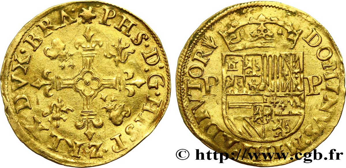 SPANISH LOW COUNTRIES - DUCHY OF BRABANT - PHILIPPE II Couronne d’or n.d. Anvers MBC 
