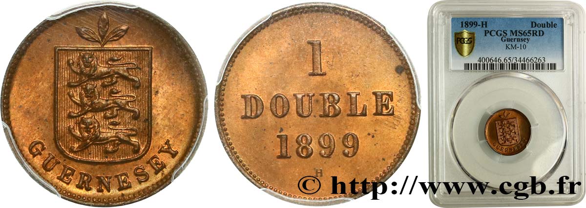 GUERNSEY 1 Double 1899  MS65 PCGS