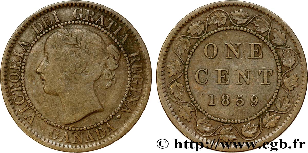 CANADA 1 Cent Victoria 1859  TB 