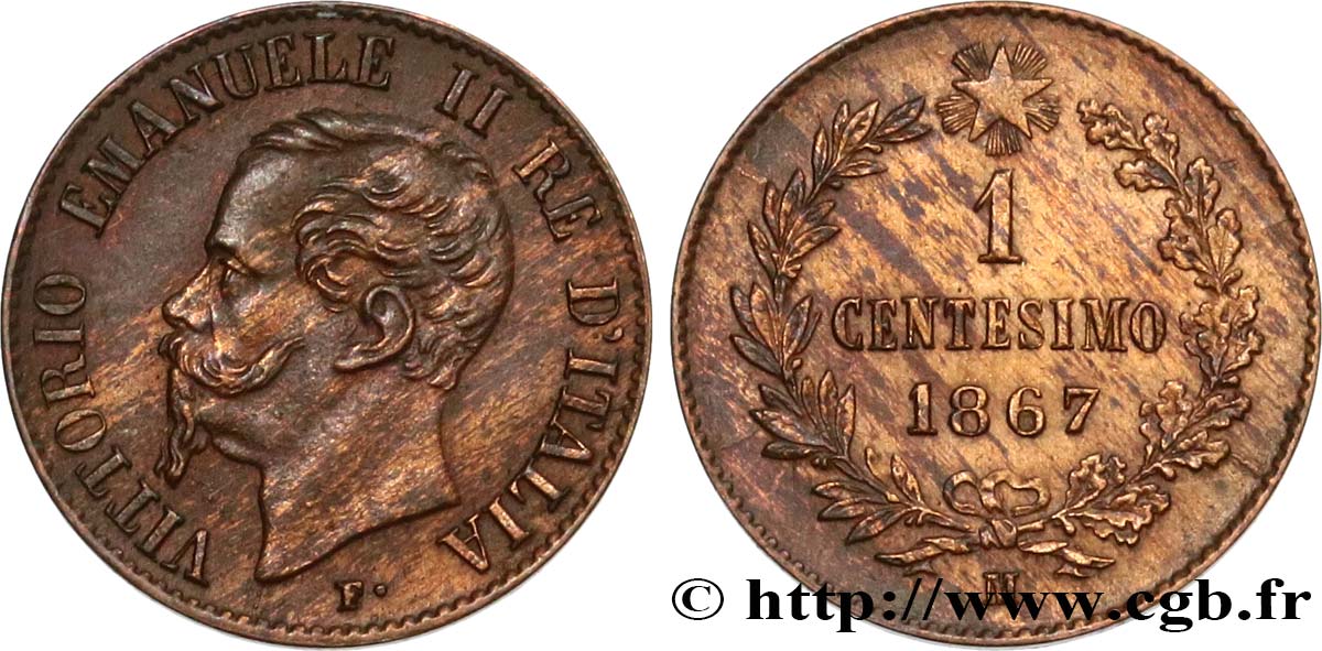 ITALIE 1 Centesimo Victor Emmanuel II 1867 Milan SPL 