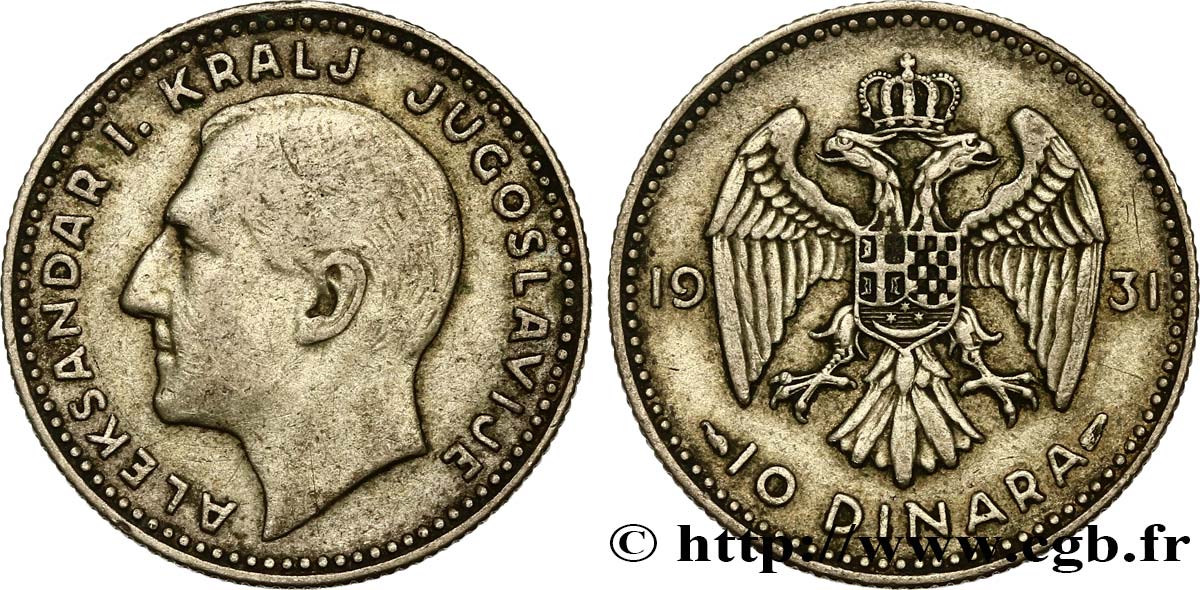 YUGOSLAVIA 10 Dinara Alexandre Ier 1931 Londres q.BB 