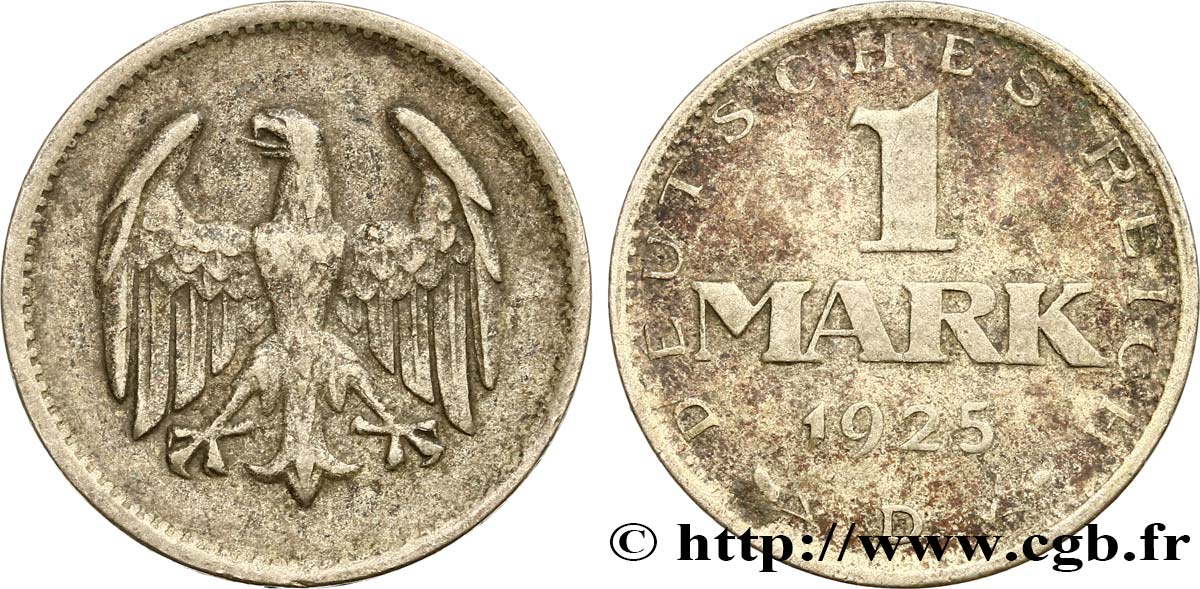 DEUTSCHLAND 1 Mark aigle 1925 Munich fSS 