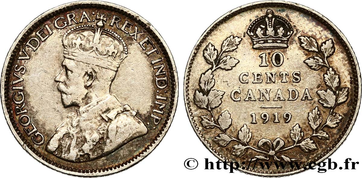 CANADA 10 Cents Georges V 1919  TTB 