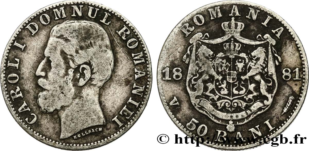 ROMANIA 50 Bani Charles Ier 1881 Bucarest VF 