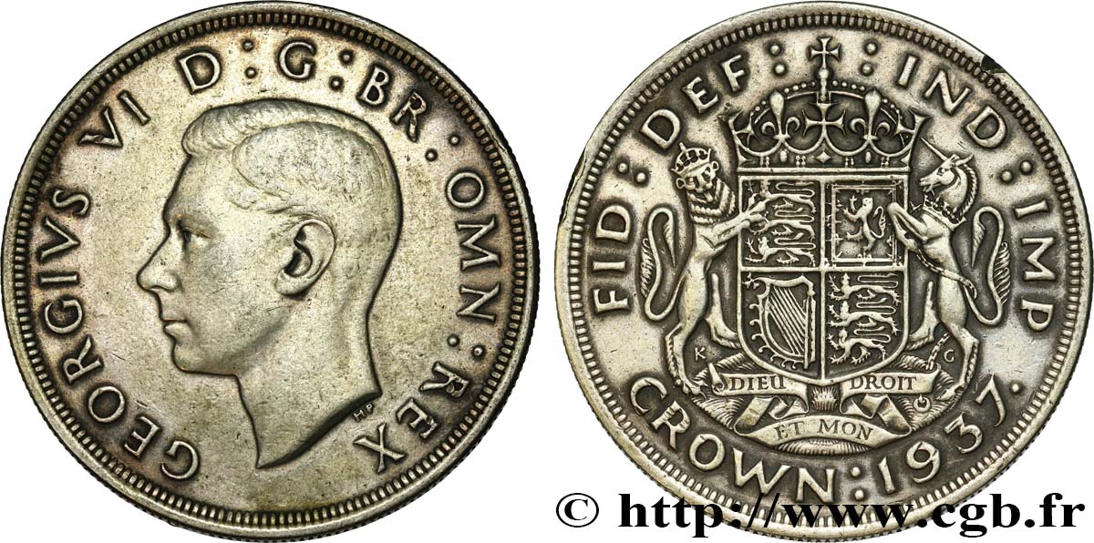 UNITED KINGDOM 1 Crown Georges VI 1937  XF 
