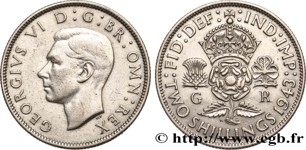 REGNO UNITO 1 Florin (2 Shillings) Georges VI 1943  BB 
