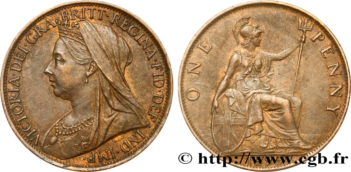 ROYAUME-UNI 1 Penny Victoria “Old Head” 1899  TTB+ 