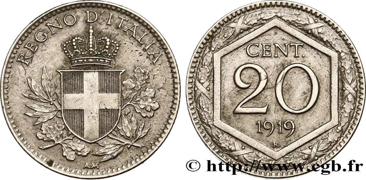 ITALIE 20 Centesimi écu 1919 Rome - R SUP 
