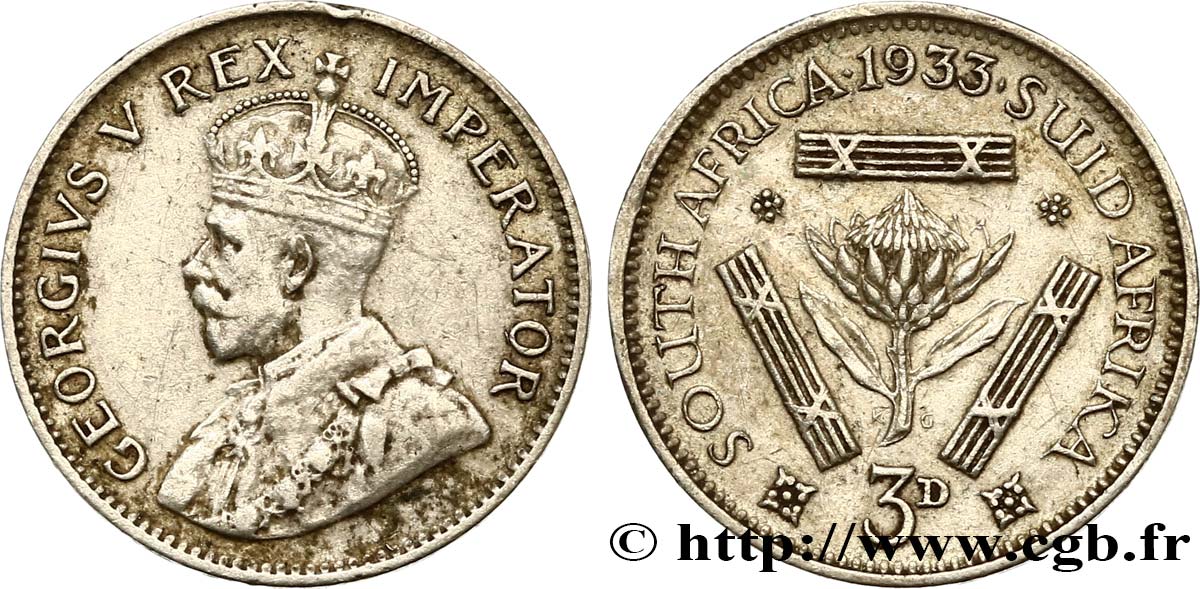 SUDAFRICA 3 Pence Georges V 1933 Pretoria BB 