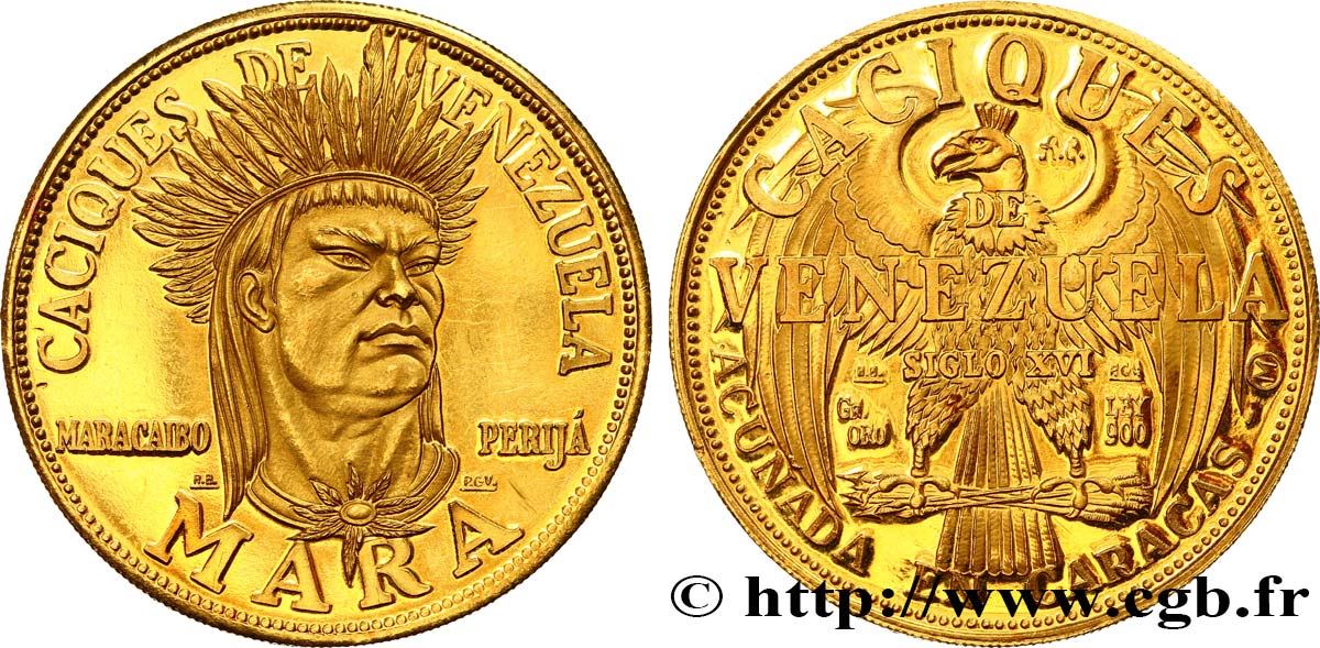 VENEZUELA Médaille en or Mara (60 Bolivares) 1955  fST 