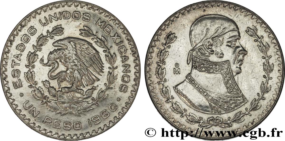 MEXIKO 1 Peso Jose Morelos y Pavon / aigle 1960 Mexico VZ 