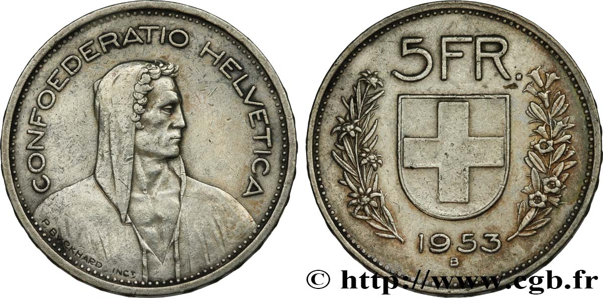 SUISSE 5 Francs Berger 1953 Berne TTB 