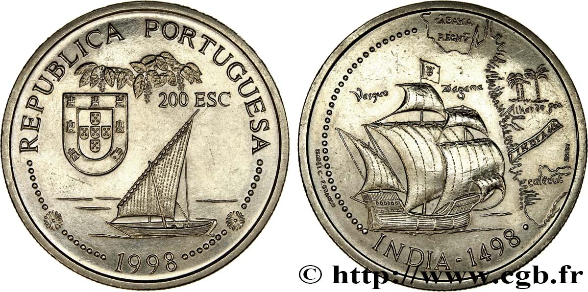 PORTUGAL 200 Escudos découverte de l’Inde 1998  SUP 