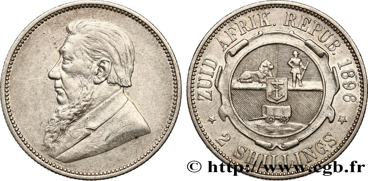 SüDAFRIKA 2 Shillings président Kruger 1896  SS/fVZ 