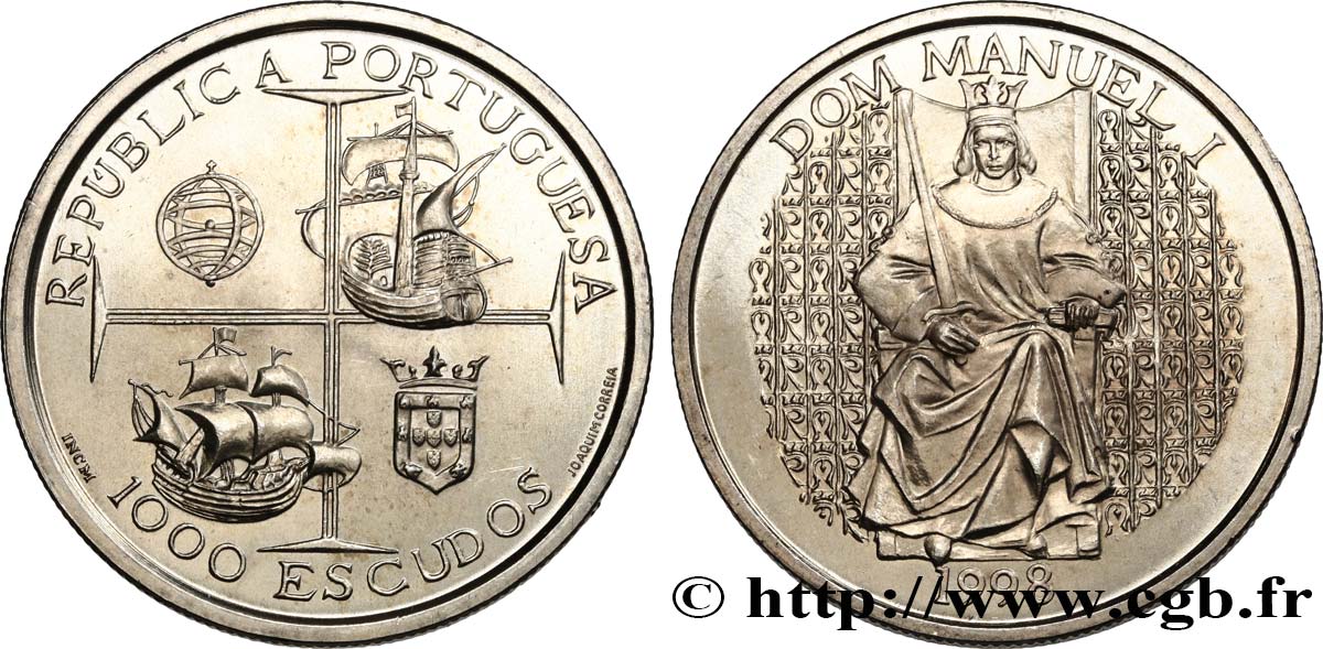 PORTUGAL 1000 Escudos Manuel Ier du Portugal 1998  SPL 