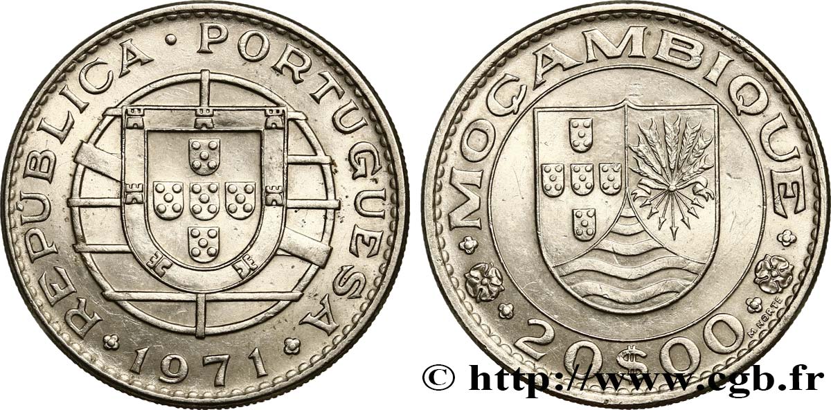MOZAMBIQUE 20 Escudos colonie portugaise du Mozambique 1971  EBC 