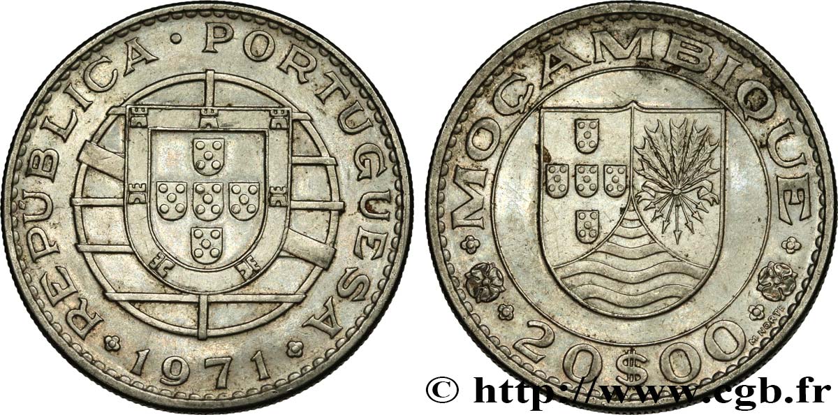 MOZAMBIQUE 20 Escudos colonie portugaise du Mozambique 1971  SUP 