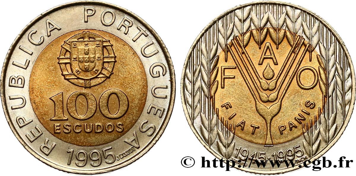 PORTUGAL 100 Escudos 50e anniversaire de la fondation de la FAO 1995  SC 