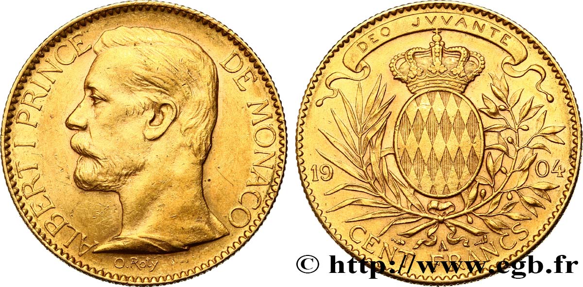 MONACO 100 Francs or Albert Ier 1904 Paris AU 