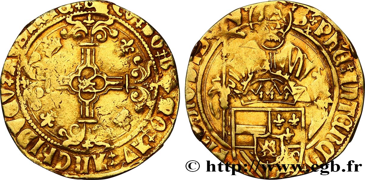BURGUNDIAN NETHERLANDS - DUCHY OF BRABANT - PHILIP THE HANDSOME OR THE FAIR Florin d’or au saint Philippe n.d. Anvers VF 