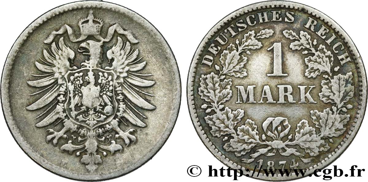 DEUTSCHLAND 1 Mark Empire aigle impérial 1874 Dresde - E fSS 