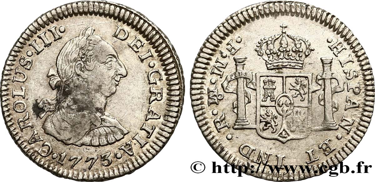 MEXICO 1 Real Charles III 1773 Mexico AU/AU 