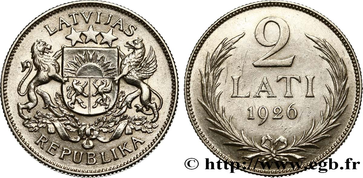 LATVIA 2 Lati 1926  AU 