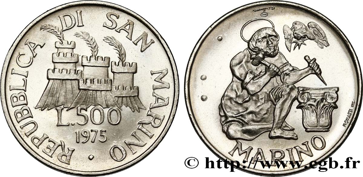 SAN MARINO 500 Lire 1975 Rome MS 