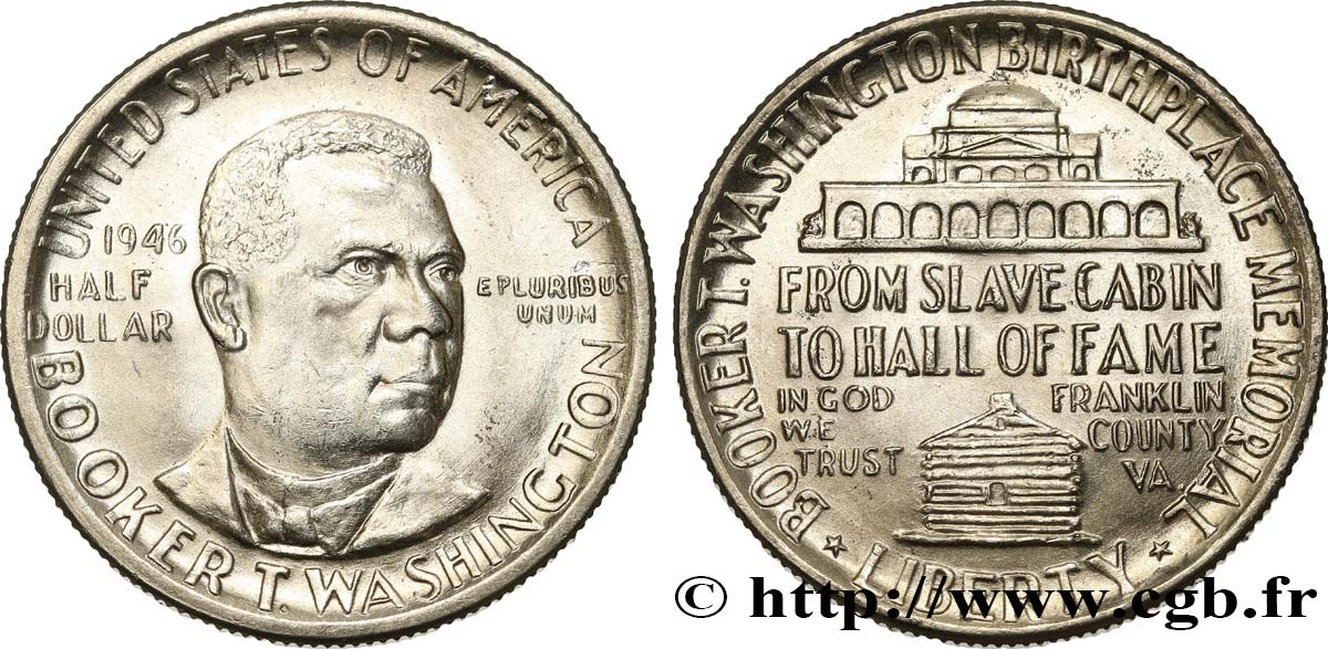 STATI UNITI D AMERICA 1/2 Dollar Booker T. Washington Memorial 1946 Philadelphie MS 